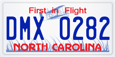NC license plate DMX0282