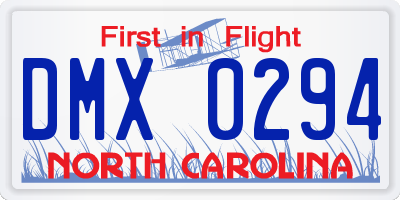 NC license plate DMX0294