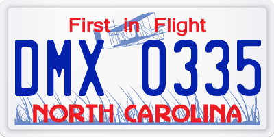NC license plate DMX0335