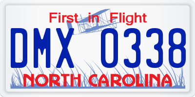 NC license plate DMX0338