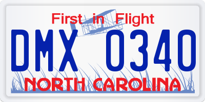 NC license plate DMX0340