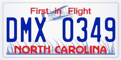 NC license plate DMX0349