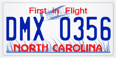 NC license plate DMX0356