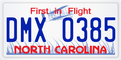 NC license plate DMX0385