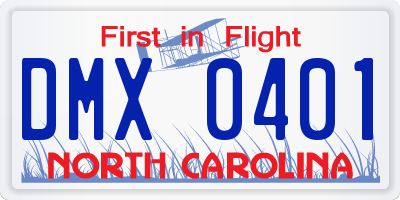 NC license plate DMX0401