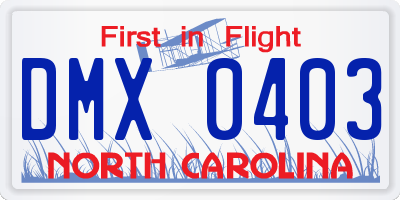 NC license plate DMX0403