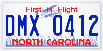 NC license plate DMX0412