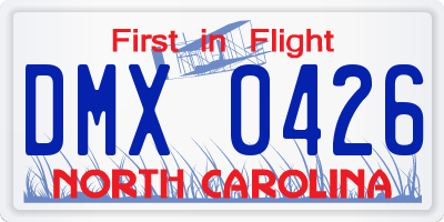 NC license plate DMX0426
