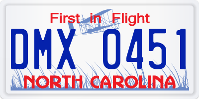 NC license plate DMX0451