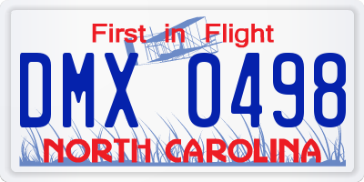 NC license plate DMX0498