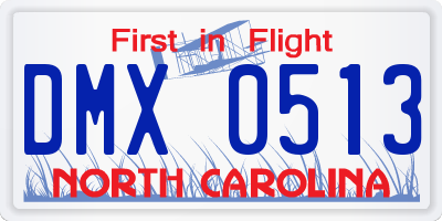 NC license plate DMX0513