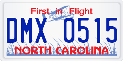 NC license plate DMX0515