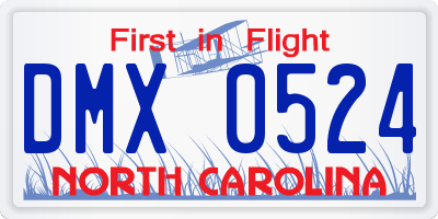 NC license plate DMX0524