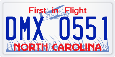 NC license plate DMX0551