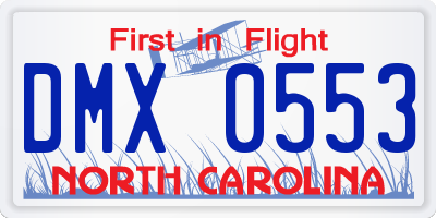 NC license plate DMX0553