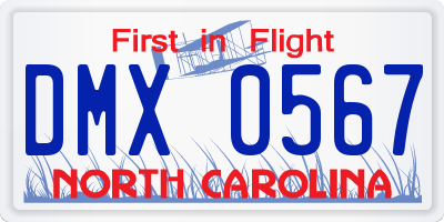 NC license plate DMX0567
