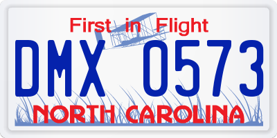 NC license plate DMX0573