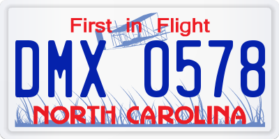 NC license plate DMX0578