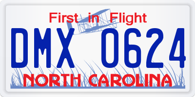 NC license plate DMX0624