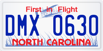 NC license plate DMX0630