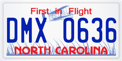 NC license plate DMX0636