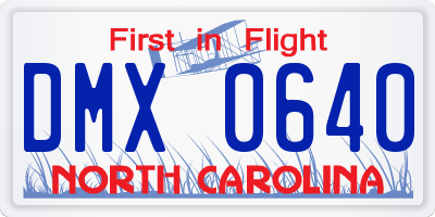 NC license plate DMX0640