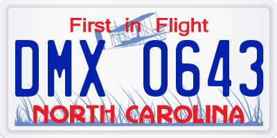 NC license plate DMX0643