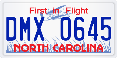 NC license plate DMX0645