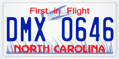 NC license plate DMX0646