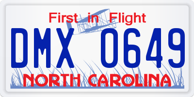 NC license plate DMX0649