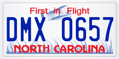NC license plate DMX0657