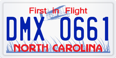 NC license plate DMX0661