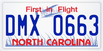 NC license plate DMX0663