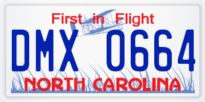 NC license plate DMX0664