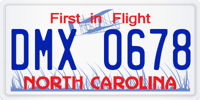 NC license plate DMX0678