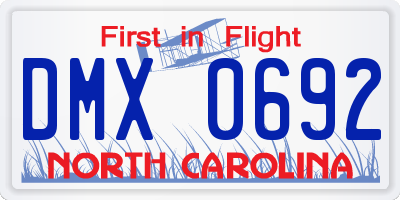 NC license plate DMX0692