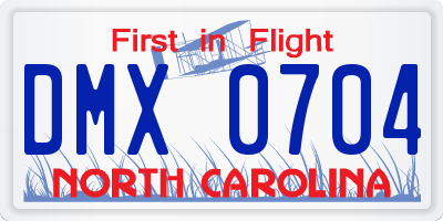 NC license plate DMX0704