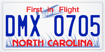 NC license plate DMX0705
