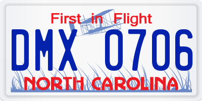 NC license plate DMX0706