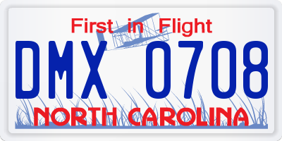 NC license plate DMX0708