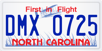 NC license plate DMX0725