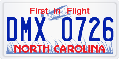 NC license plate DMX0726