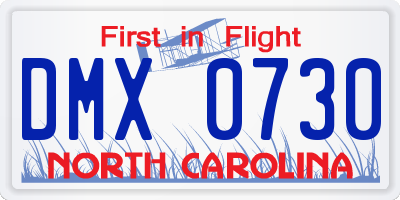 NC license plate DMX0730