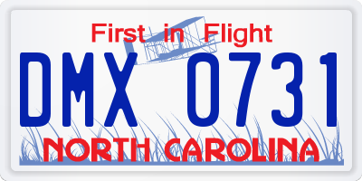 NC license plate DMX0731