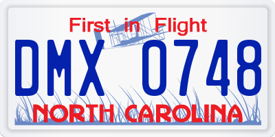 NC license plate DMX0748