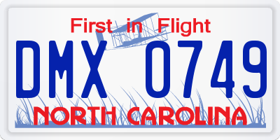 NC license plate DMX0749