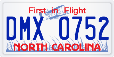 NC license plate DMX0752