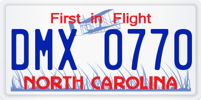 NC license plate DMX0770