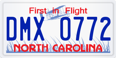 NC license plate DMX0772
