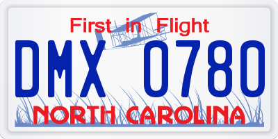NC license plate DMX0780